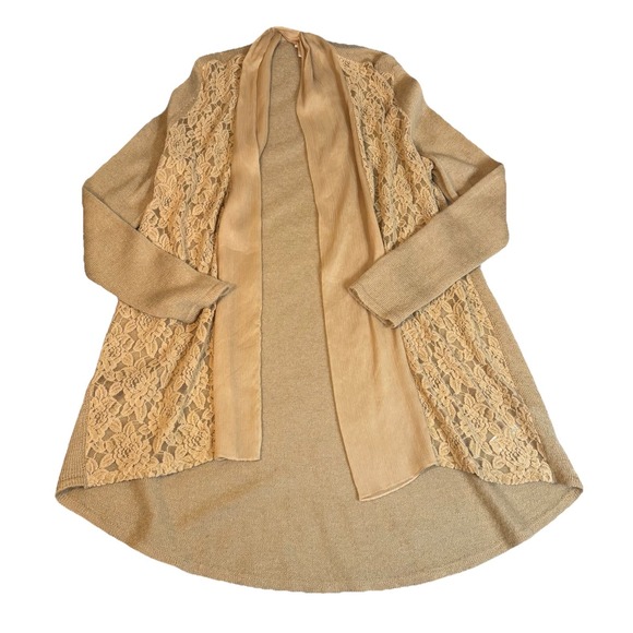 Chico's Sweaters - Chicos Luxe Lace Harriet Cardigan Sweater Camel Womens Size 4/2XL/22 Wool Mohair